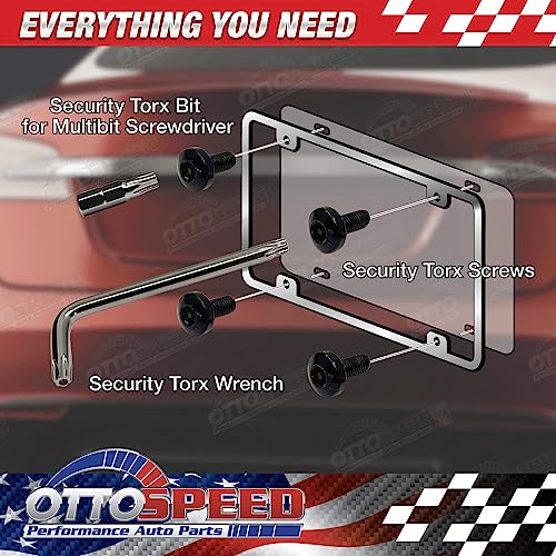 Tesla License Plate Screws with Antitheft Design - Rustproof Security License Plate Screw Kit for Fastening Rear Plates - Black Stainless Steel Mounting Bolts (M5-0.8 X 12mm)
