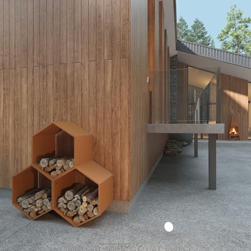 GJWCVL Firewood Rack Heavy Duty Wood Holders Fireplace Wood Rack Hexagon Firewood Log Rack Outdoor Indoor Log Holder Corten Steel Firewood Pile Storage Racks Lumber Rack Stacking