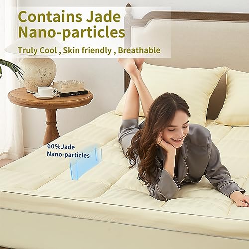 TopTopper Mattress Topper Twin XL, Extra Thick Cooling Mattress Pad Cover for Back Pain, Breathable Mattress with 8-21" Deep Pocket, 5D Snow Down Alternative Overfilled Plush Pillow 39"x80" Light Grey