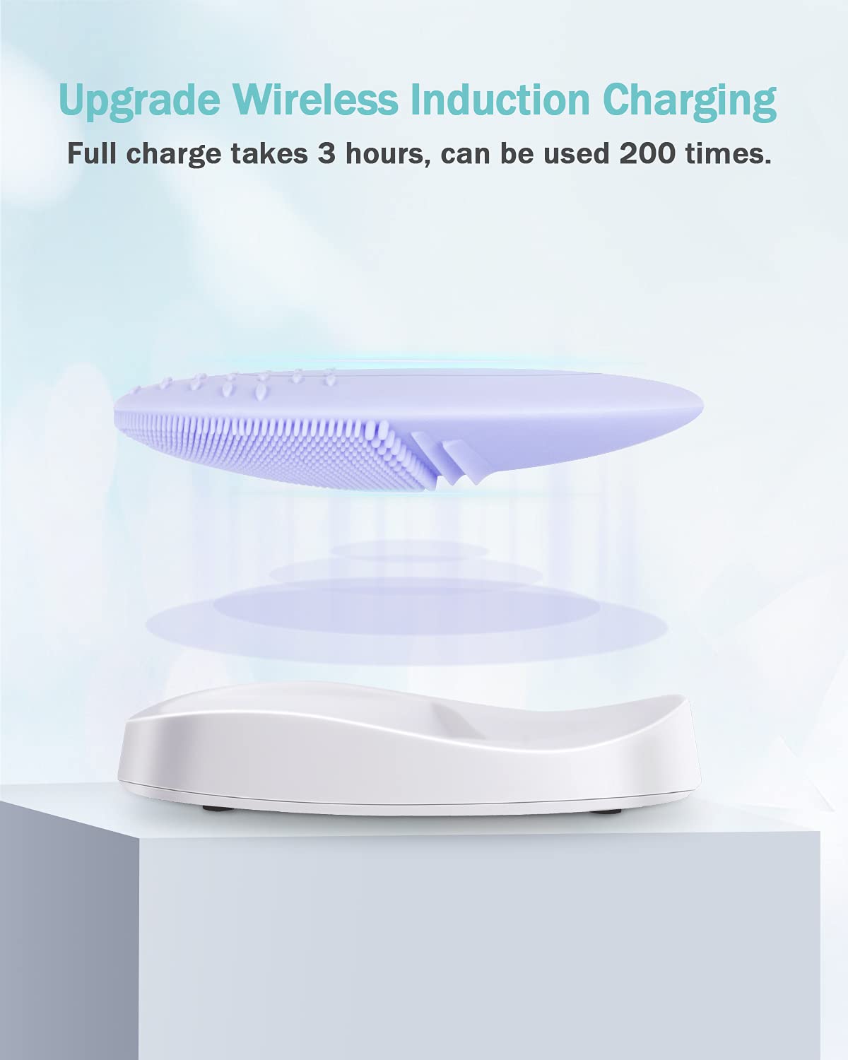 EZBASICS Facial Cleansing Brush Made with Ultra Hygienic Soft Silicone, Waterproof Sonic Vibrating Face Brush for Deep Cleansing, Gentle Massaging, Inductive Charging (Violet)1 Pack+5 Speed Settings