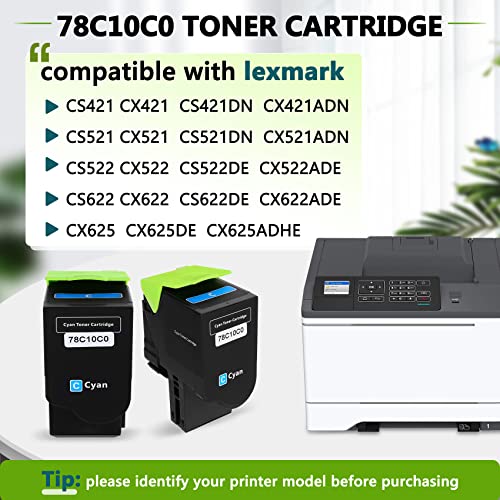 78C10K0 Toner Cartridge Compatible with lexmark CS421 CX421 CS421DN CS521 CX521 CS521DN CS522 CX522 CS522DE CS622 CX622 CS622DE CX622ADE CX625 CX625DE CX625ADHE Printer, 2000 Page Yield - Black