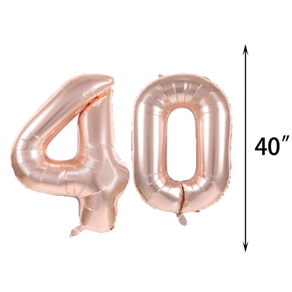 40th Birthday Decorations Party Supplies,40th Birthday Balloons Rose Gold,Number 40 Mylar Balloon,Latex Balloon Decoration,Great Sweet 40th Birthday Gifts for Girls,Photo Props