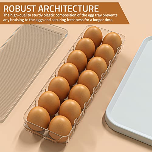Utopia Home Egg Container With Lid and Handle for Refrigerator - Pack of 1 - Clear Stackable Egg Holder for Kitchen Storage and organization