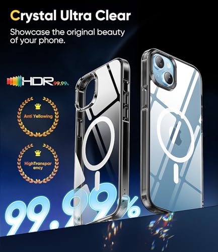 Asukin Crystal Clear Designed for iPhone 15 Plus Case, Military Drop Protection, Non-Yellowing, Shockproof Bumper with Airbag Slim Phone Case Cover for Apple 15plus 6.7-Inch (Clear)