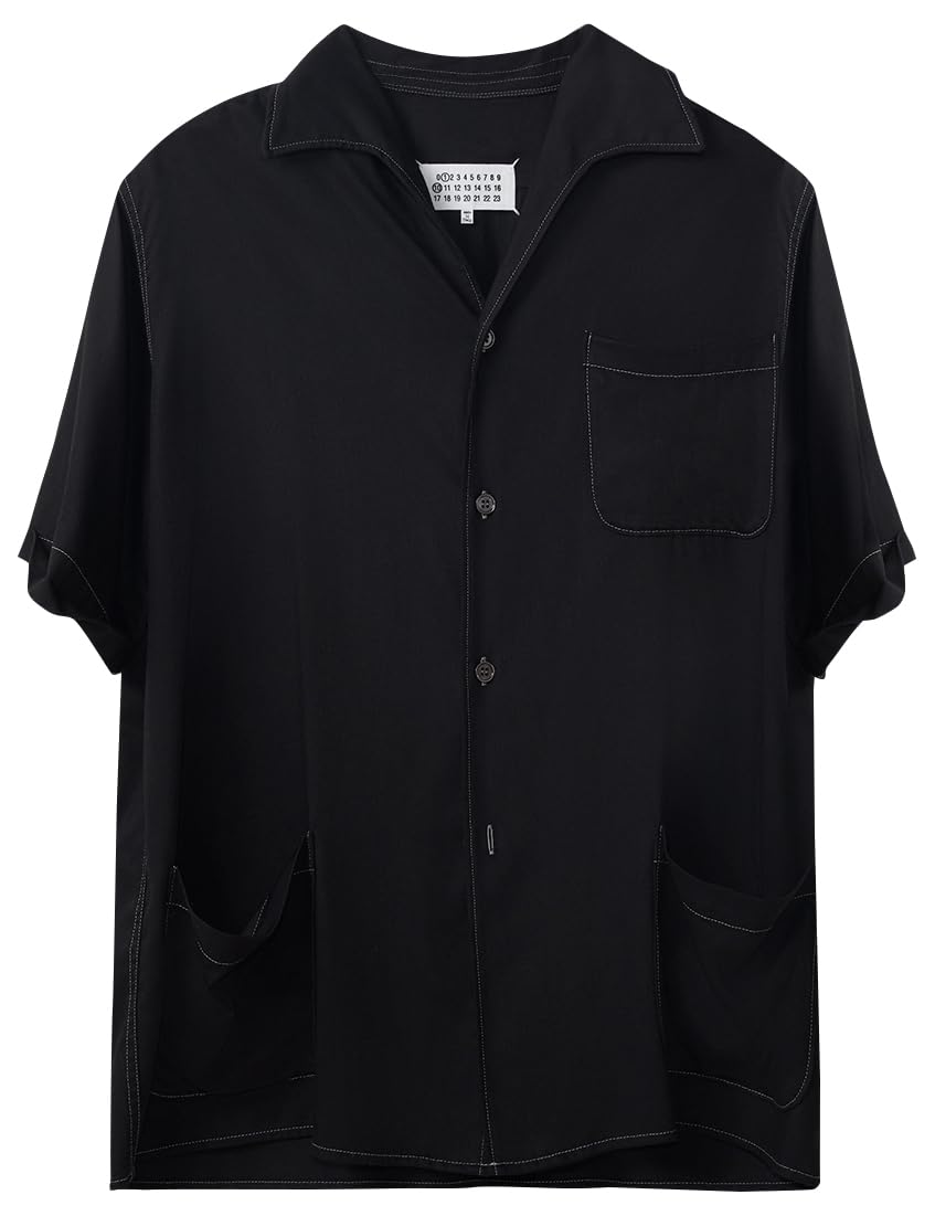 Maison Margiela, Men's SS Black Relaxed Shirt, Large, Black