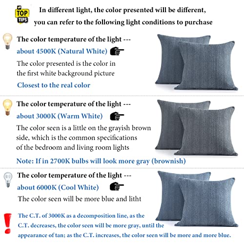 COCOPLOCEUS 1pc 18x18 Throw Pillow Cover Boho Decorative Pillow Shams Stone Washed Cotton Pillowcase Waffle Square for Couch Sofa Chair Bed Car, Blue Grey