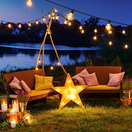 Mlambert 100Ft LED Outdoor String Lights, Dimmable Patio Lights, Waterproof Shatterproof 50+3 G40 Globe Bulb Lights for Backyard Bistro-Black 1 Pack