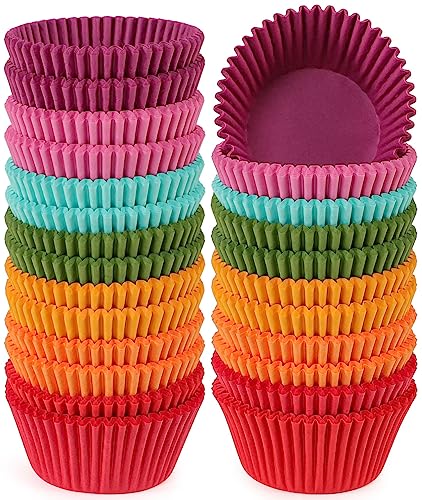 Caperci Rainbow Standard Cupcake Liners Bright Colorful Muffin Baking Cups 350-Count, Odorless, Upgraded & Food Grade Grease-Proof Paper