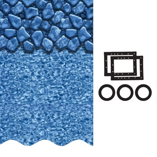 Smartline 33 ft Round Swimming Pool Liner | Boulder Swirl | Overlap Style | 48-52 Inch Wall Height | 25 Gauge Vinyl | for Steel Sided Above Ground Pools | Gasket Kit Included