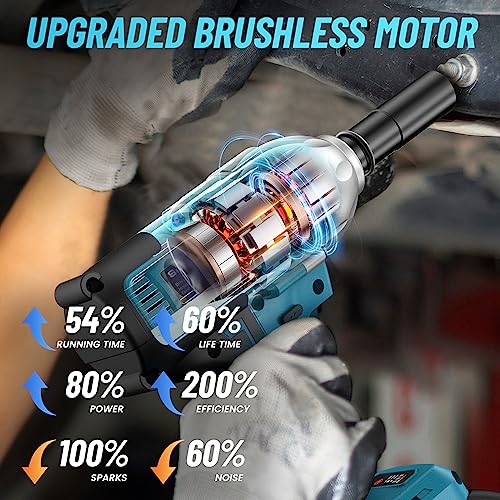 Seesii Cordless Impact Wrench, 900N.m(665ft-lbs) Power Impact Gun 1/2 Inch, 4.0Ah Battery, 3300RPM Impact Wrench, 6 Sockets, Electric Impact Driver for Home Car Truck Mower Father Dad Husband