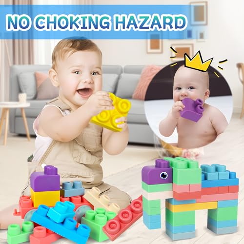 ROHSCE Soft Building Blocks for Toddler, Blocks for Kids 6 Months and up, Large Creative Stacking Blocks 20 PCS STEM Blocks, Toddler Stacking Toy Gifts Colorful Soft Block Sets