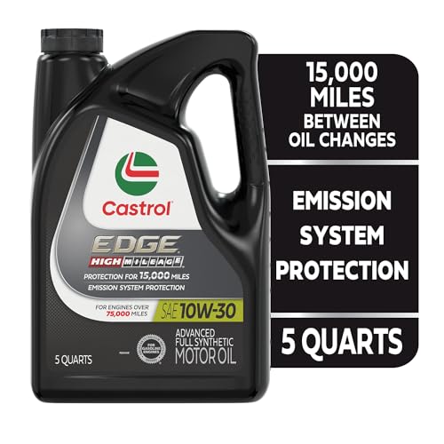 Castrol Edge High Mileage 10W-30 Advanced Full Synthetic Motor Oil, 5 Quarts