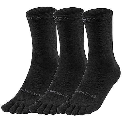 OrrinSports Toe Socks Liner Crew Socks for Men Women Coolmax Five Finger Socks 3 Pairs Running Socks