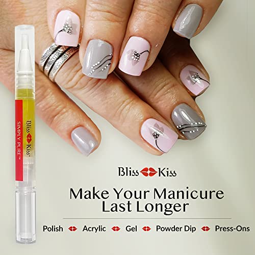 Bliss Kiss | 1 Crisp Fragrance | Nail Oil Cuticle Pen w/Vitamin E & Jojoba⏤Nail Strengthener Nail Growth Serum for Brittle Peeling Breaking Thin Nails