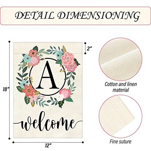 YeeCASE Monogram Letter Garden Flag Floral 12x18 Inch Double Sided for Outside Small Burlap Family Last Name Initial Yard Flag (N)