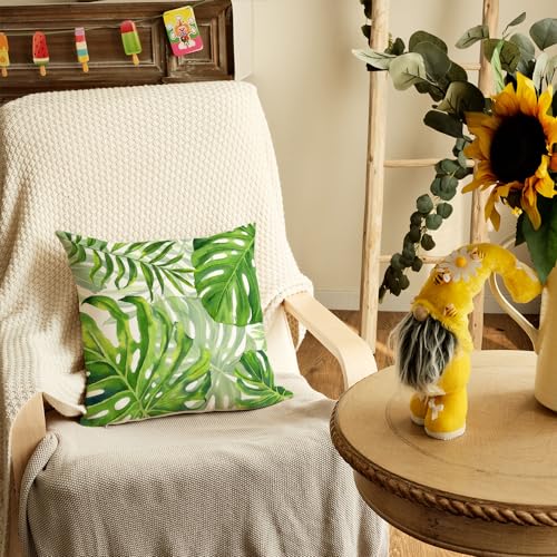 AACORS Summer Pillow Cover 12x20 Inch Palm Tree Decor Tropical Green Leaf Farmhouse Seasonal Decorative Pillow Case for Home Sofa Couch（Green） AA536-12