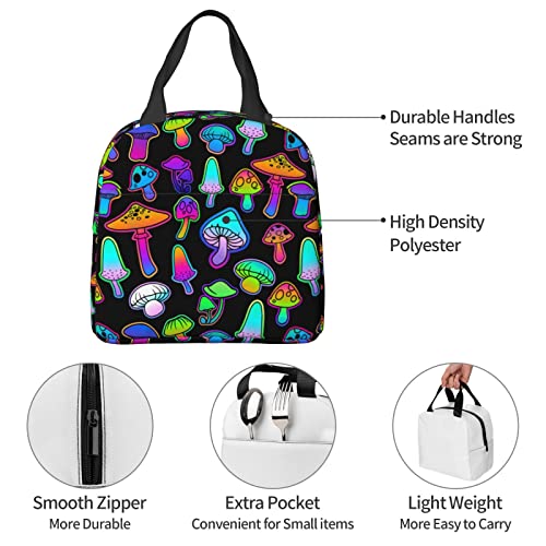 wyehjut Black Cat Flower Lunch Bag Kids Insulated Lunch Box Small Reusable Tote Bags for Teens Girls Boys School Office Travel