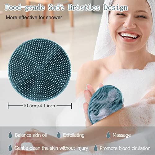 INNERNEED Food-grade Soft Silicone Body Scrubber Shower Brush, with Scalp Massager Shampoo Brush, Wet & Dry Manual Scalp Care Hair Washing (Black)