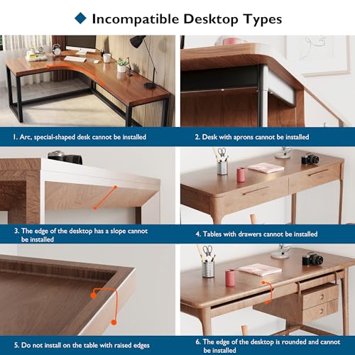 BONTEC Keyboard Tray Under Desk, Pull Out Keyboard & Mouse Tray with C-clamp, 25.6 Excluding Clamps (30 Including Clamps) x 11.8 Inch Steady Slide-Out Computer Drawer for Typing, Black