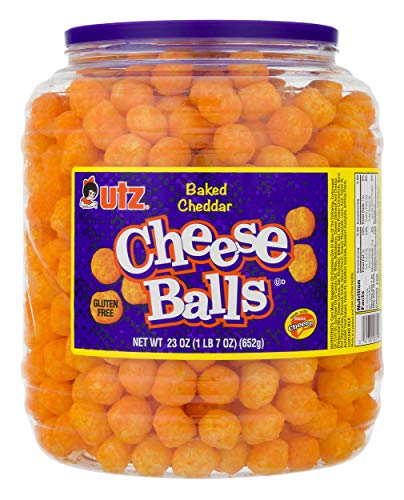 Utz Cheese Balls – 23 Ounce Barrel (1.44 lbs) – Made with Real Cheese, Resealable Container, Gluten Free, Easy and Quick Party Snack