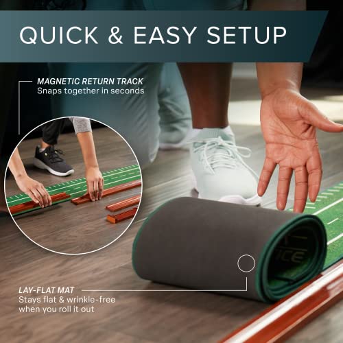 PERFECT PRACTICE XL Putting Mat – 15.5 ft Indoor Golf Putting Green w/ 2 Holes - Putting Matt for Indoors and Outdoors Practice - Golf Training Aid for Home - Golf Accessories and Gifts for Men