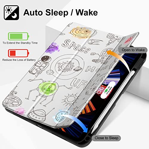 Tuiklol Case for iPad Air 6th Generation 11inch 2024 / iPad Air 10.9 inch 5th 4th Gen 2022 2020 Release with Pencil Holder, Slim Protective Auto Sleep/Wake Trifold Stand Tablet Cover,Leopard