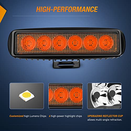 Nilight Led Pods 2PCS 6 Inch 60W Flood Spot Beam Combo LED Light Bar Driving Fog Off Road Lights 12V/24V for Trucks UTV ATV Marine Boat Golf Cart Trailer