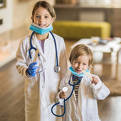 HTVYYDS White Lab Coat for Kids, Doctor Coat with Working Stethoscope and ID Card,Doctor Scientist Costume for Boy Girls