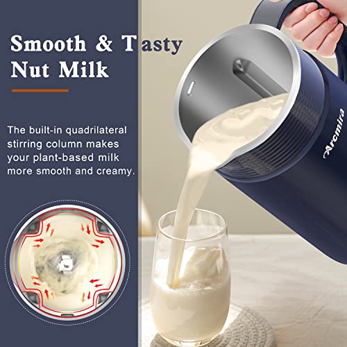 Arcmira Nut Milk Maker, 20 oz(600ml) Homemade Soy, Almond, Oat, Plant-Based Milk and Non-Dairy Beverages, Almond Milk Maker with Delay Start/Keep Warm/Boil Water, Soy Milk Maker with Nut Milk Bag