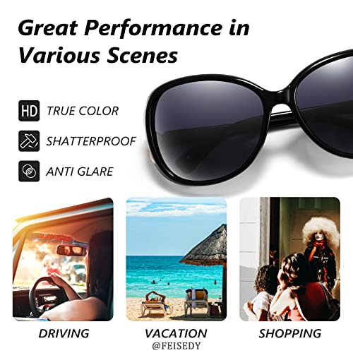 FEISEDY Women Oversized Polarized Sunglasses Ladies Large Shades Classic Fox Sunglasses B2730