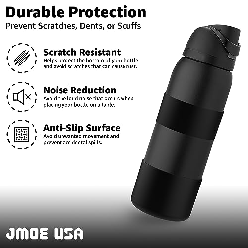 Jmoe USA Silicone Boot Sleeve + Hand Grip for Owala 40oz Water Bottle | BPA Free & Food-Grade Silicone Rubber | Protective Anti-Slip Bottom Bumper Cover | Protects Against Dents & Scratches (Black)