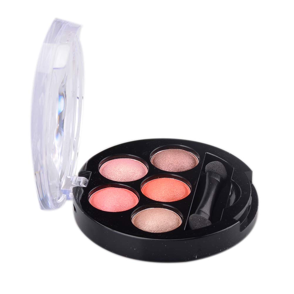 Mallofusa 5 Colors Eye Shadow Palette Powder Metallic Shimmer Eyeshadow Palette (Romantic Pink) 4.7oz