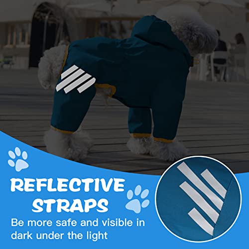 Annchwool Dog Raincoat with Hood for Puppy Small Medium Dogs,Waterproof Dog Rain Coat Jacket with Reflective Strap and Leash Hole,Easy to Put On & Off Poncho(Yellow,S)