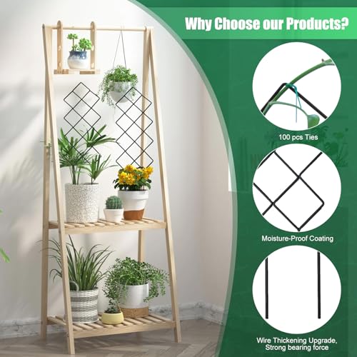 WellSign Metal Trellis for Climbing Plants Indoor, 16.36 inch Small Trellis for Potted Plants Geometric Shape Lattice for Ivy Vines Hoya Houseplants Flower 2 Pack