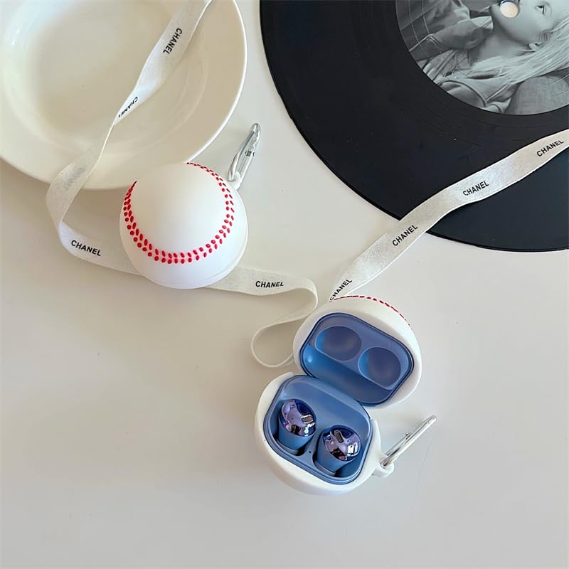 Suublg Silicone Case Protective Cover with Cute Cartoon Design for Samsung Galaxy Buds FE (2023) / Buds2 Pro (2022) / Buds 2 (2021) / Buds Pro (2021) / Buds Live (2020) Earbuds, with Carabiner