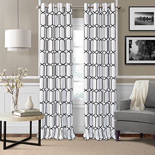 Elrene Home Fashions Kaiden Geometric Room-Darkening Window Curtain, Single Panel, 52" W x 84" L (1 Panel), Black