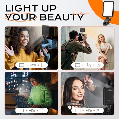 Rechargeable Soft Selfie Light for Phone, Camera, Laptop, 4-14H Battery Portable LED Light for Pictures, Phone Light Clip for Selfie, Vlog, TikTok, Makeup, Video Conference Black