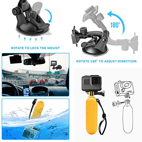 Luxebell Accessories Kit for AKASO EK5000 EK7000 4K WiFi Action Camera GoPro Hero 12 11 10 9 8 7 6 5/Session 5/Hero 4/3+/3/2/1 Max Fusion SJ4000 SJ5000 (14-in-1)