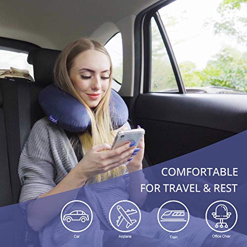 Fabuday Travel Pillow Memory Foam - Head Neck Support Airplane Pillow for Traveling, Car, Home, Office, Travel Neck Flight Pillow with Attachable Snap Strap Soft Washable Cover