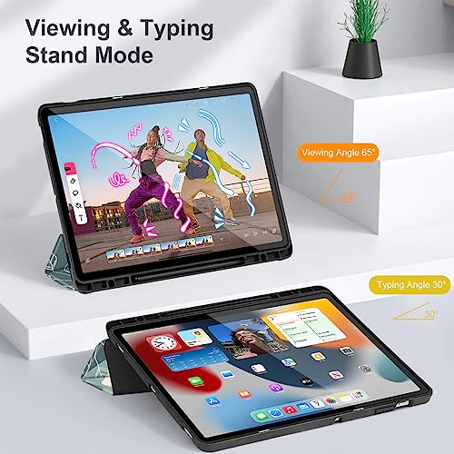 Tuiklol Case for Samsung Tab S8 Plus 2022 & S7 FE 2021 & S7 Plus Release 12.4 inch Cover Slim TPU Back Protective with Pencil Holder & Trifold Stand and Auto Wave/Sleep for Tab S8 Case，Moon