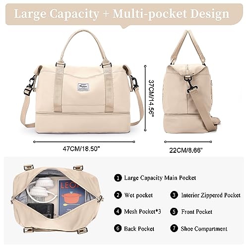 Weekender Bags for Women,Personal Item Travel Bag with Shoes Compartment,Overnight Travel Duffel Bag with Toiletry Bag