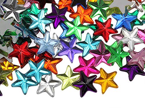 Allstarco Star Rhinestones Embelishments 15mm Flat Back Acrylic Plastic Gems for Jewelry, Crafts, Costumes, Invitations, Cosplay - 35 Pieces (Green Peridot .PD2)