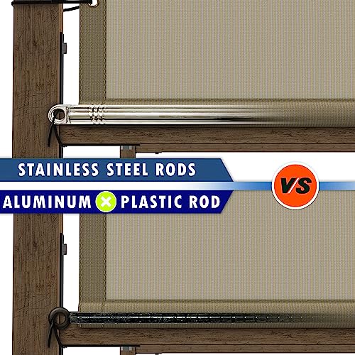 Royal Shade 8' W x 14' L Grey Waterproof Pergola Sun Shade Canopy Replacement Cover, 220 GSM Cloth for Outdoor Patio, 95% UV Blockage, Includes Stainless Steel Weighted Rods (We Customize)