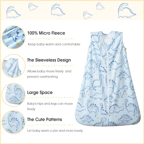 PHF 3 Pack Soft Micro-Fleece Baby Sleep Sack, 6-12 Months Warm Baby Wearable Blanket, 2-Way Zipper Sleeping Bags, Comfy Toddler Sleeping Sack for Baby Girls, Medium Size, Woodland