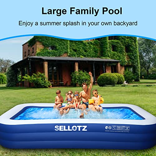 SELLOTZ Inflatable Pool for Kids and Adults, 120" X 72" X 22" Oversized Thickened Family Swimming Pool for Toddlers, Outdoor, Garden, Backyard, Summer Water Party