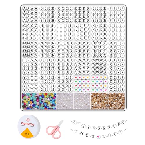 1800+ Letter Beads Set for DIY Friendship Bracelets, Alphabet Beads Kit with Crystal String, Pearls, Seed Beads & Charms, Perfect for Jewelry Making, Crafts, Necklaces & Bracelets