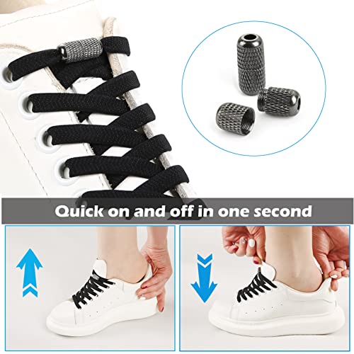 ZHENTOR Elastic Shoe Laces, Elastic No Tie Shoelaces for Sneakers, One Size Fits All Adults and Kids Shoes (Dark gray(1 pair))