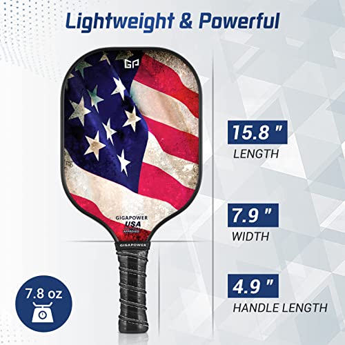 GIGAPOWER Pickleball Paddles | USAPA Approved | Graphite Carbon Face with Polypropylene Honeycomb Core | Lightweight Pickleball Paddle with Protective Cover, Blue