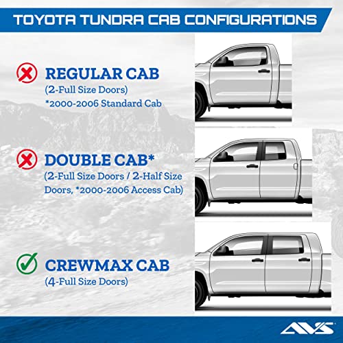 Auto Ventshade [AVS] Low Profile Rain Guards for 2007 - 2021 Toyota Tundra Crewmax, 4 pcs. | Window Vent Visors - Matte Black | 774012