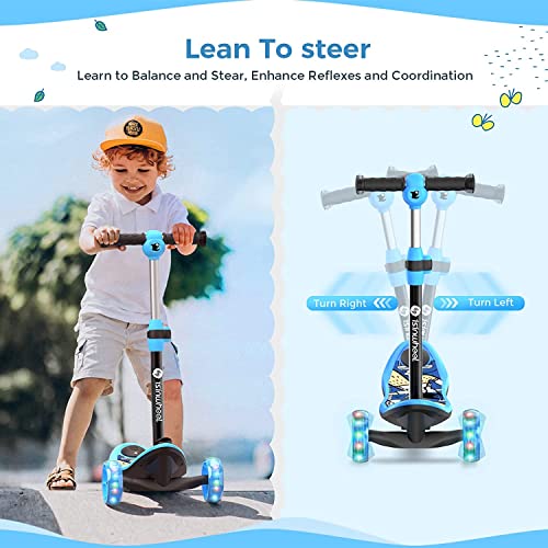 isinwheel Mini Pro Electric Scooter for Kids Ages 3-12, 3-Wheel Electric Scooter for Boys/Girls, Electric Kick Scooter for Kids with Long Battery Life, Flashing LED Wheels, 3 Adjustable Height